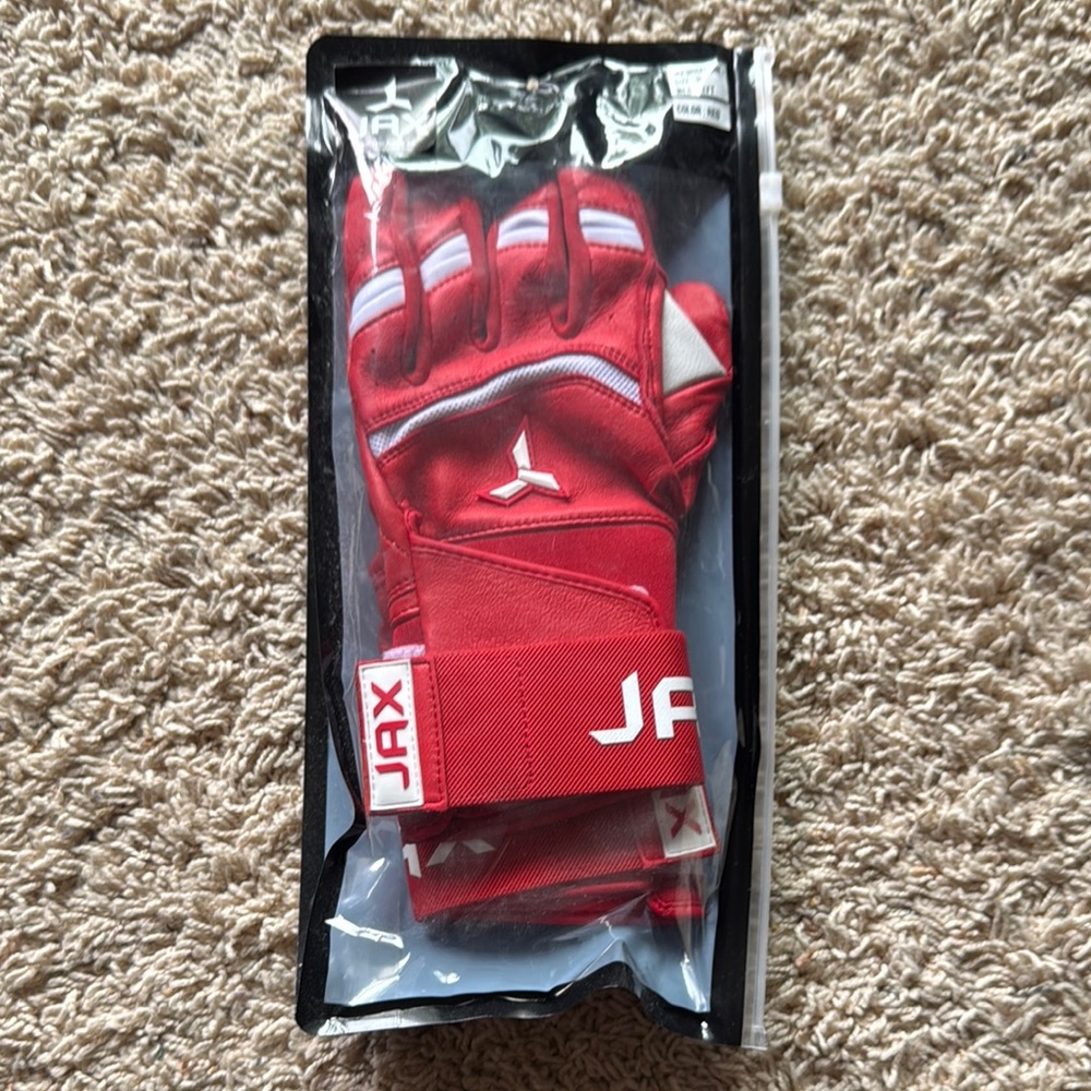 JAX Cherry Red Baseball Gloves - Left-Handed Hitter (Limited Edition)